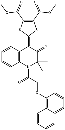 dimethyl 2-(2,2-dimethyl-1-[(naphthalen-1-yloxy)acetyl]-3-thioxo-2,3-dihydroquinolin-4(1H)-ylidene)-1,3-dithiole-4,5-dicarboxylate Structure