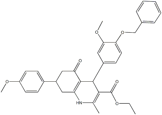 ethyl 4-[4-(benzyloxy)-3-methoxyphenyl]-7-(4-methoxyphenyl)-2-methyl-5-oxo-1,4,5,6,7,8-hexahydro-3-quinolinecarboxylate,330675-12-2,结构式