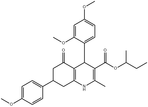 sec-butyl 4-(2,4-dimethoxyphenyl)-7-(4-methoxyphenyl)-2-methyl-5-oxo-1,4,5,6,7,8-hexahydro-3-quinolinecarboxylate 结构式