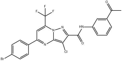 N-(3-acetylphenyl)-5-(4-bromophenyl)-3-chloro-7-(trifluoromethyl)pyrazolo[1,5-a]pyrimidine-2-carboxamide Struktur