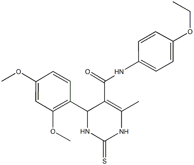 4-(2,4-dimethoxyphenyl)-N-(4-ethoxyphenyl)-6-methyl-2-thioxo-1,2,3,4-tetrahydro-5-pyrimidinecarboxamide Struktur