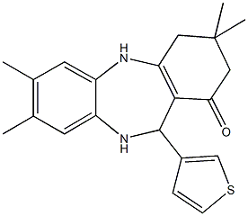 3,3,7,8-tetramethyl-11-(3-thienyl)-2,3,4,5,10,11-hexahydro-1H-dibenzo[b,e][1,4]diazepin-1-one Struktur