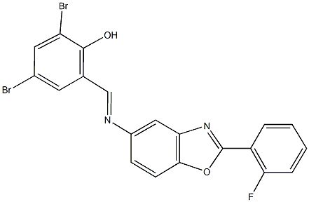 2,4-dibromo-6-({[2-(2-fluorophenyl)-1,3-benzoxazol-5-yl]imino}methyl)phenol,330977-52-1,结构式
