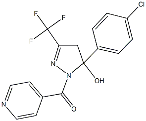 5-(4-chlorophenyl)-1-isonicotinoyl-3-(trifluoromethyl)-4,5-dihydro-1H-pyrazol-5-ol Struktur