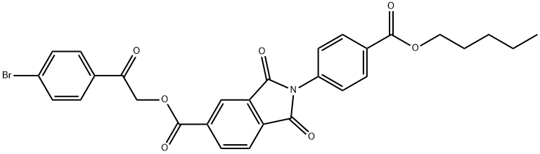 2-(4-bromophenyl)-2-oxoethyl 1,3-dioxo-2-{4-[(pentyloxy)carbonyl]phenyl}isoindoline-5-carboxylate Structure