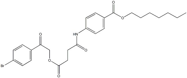 heptyl 4-({4-[2-(4-bromophenyl)-2-oxoethoxy]-4-oxobutanoyl}amino)benzoate Structure