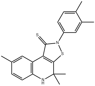 2-(3,4-dimethylphenyl)-4,4,8-trimethyl-4,5-dihydroisothiazolo[5,4-c]quinoline-1(2H)-thione Struktur