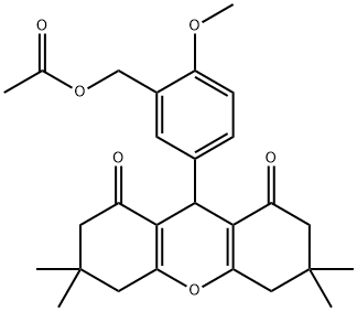 2-methoxy-5-(3,3,6,6-tetramethyl-1,8-dioxo-2,3,4,5,6,7,8,9-octahydro-1H-xanthen-9-yl)benzyl acetate,331465-33-9,结构式