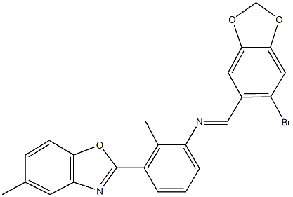 331654-80-9 N-[(6-bromo-1,3-benzodioxol-5-yl)methylene]-N-[2-methyl-3-(5-methyl-1,3-benzoxazol-2-yl)phenyl]amine