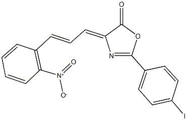 4-(3-{2-nitrophenyl}-2-propenylidene)-2-(4-iodophenyl)-1,3-oxazol-5(4H)-one Structure