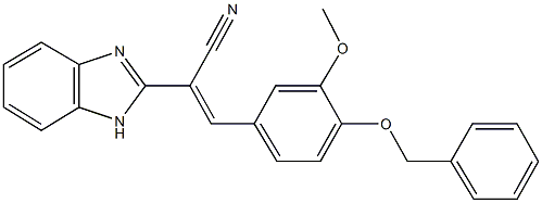 2-(1H-benzimidazol-2-yl)-3-[4-(benzyloxy)-3-methoxyphenyl]acrylonitrile Struktur