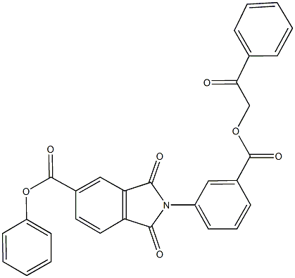 phenyl 1,3-dioxo-2-{3-[(2-oxo-2-phenylethoxy)carbonyl]phenyl}-5-isoindolinecarboxylate 结构式