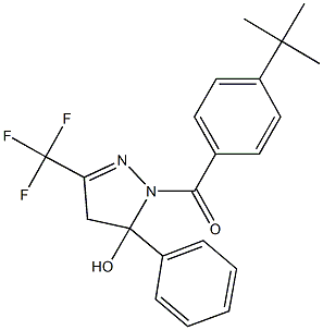 1-(4-tert-butylbenzoyl)-5-phenyl-3-(trifluoromethyl)-4,5-dihydro-1H-pyrazol-5-ol 化学構造式