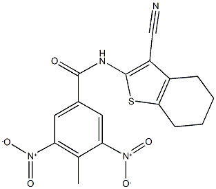 N-(3-cyano-4,5,6,7-tetrahydro-1-benzothien-2-yl)-3,5-bisnitro-4-methylbenzamide,331719-38-1,结构式