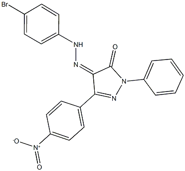 3-{4-nitrophenyl}-1-phenyl-1H-pyrazole-4,5-dione 4-[(4-bromophenyl)hydrazone] 化学構造式