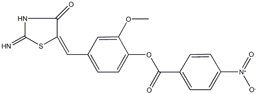4-[(2-imino-4-oxo-1,3-thiazolidin-5-ylidene)methyl]-2-methoxyphenyl 4-nitrobenzoate Struktur