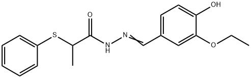 N'-(3-ethoxy-4-hydroxybenzylidene)-2-(phenylsulfanyl)propanohydrazide,331738-18-2,结构式