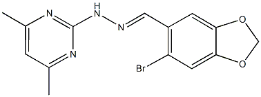 6-bromo-1,3-benzodioxole-5-carbaldehyde (4,6-dimethyl-2-pyrimidinyl)hydrazone Structure