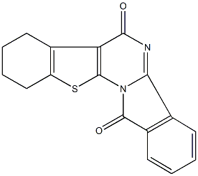 7,8,9,10-tetrahydro[1]benzothieno[3',2':5,6]pyrimido[2,1-a]isoindole-6,13-dione Struktur