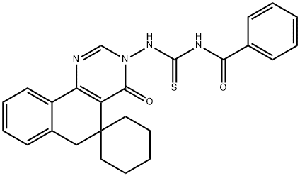 N-benzoyl-N'-(4-oxo-5,6-dihydrospiro[benzo[h]quinazoline-5,1'-cyclohexane]-3(4H)-yl)thiourea Struktur