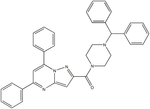 2-[(4-benzhydryl-1-piperazinyl)carbonyl]-5,7-diphenylpyrazolo[1,5-a]pyrimidine Struktur