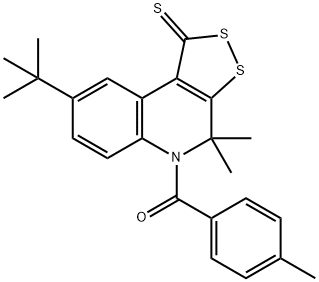 8-tert-butyl-4,4-dimethyl-5-(4-methylbenzoyl)-4,5-dihydro-1H-[1,2]dithiolo[3,4-c]quinoline-1-thione Struktur