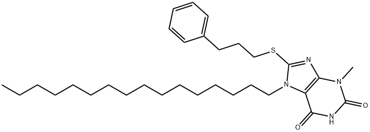 7-hexadecyl-3-methyl-8-[(3-phenylpropyl)sulfanyl]-3,7-dihydro-1H-purine-2,6-dione|