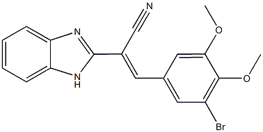 2-(1H-benzimidazol-2-yl)-3-(3-bromo-4,5-dimethoxyphenyl)acrylonitrile Struktur