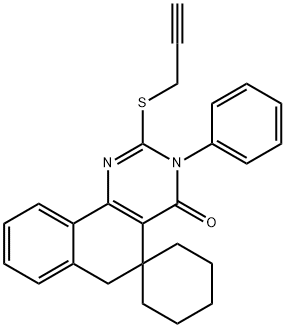 3-phenyl-2-(2-propynylsulfanyl)-5,6-dihydrospiro(benzo[h]quinazoline-5,1'-cyclohexane)-4(3H)-one Struktur