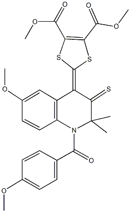 331973-23-0 dimethyl 2-(6-methoxy-1-(4-methoxybenzoyl)-2,2-dimethyl-3-thioxo-2,3-dihydro-4(1H)-quinolinylidene)-1,3-dithiole-4,5-dicarboxylate