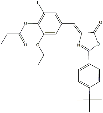 4-[(2-(4-tert-butylphenyl)-5-oxo-1,3-oxazol-4(5H)-ylidene)methyl]-2-ethoxy-6-iodophenyl propionate Structure