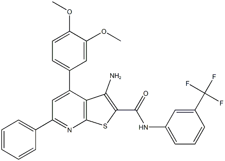 332018-60-7 3-amino-4-(3,4-dimethoxyphenyl)-6-phenyl-N-[3-(trifluoromethyl)phenyl]thieno[2,3-b]pyridine-2-carboxamide
