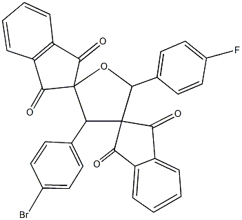 4'-(4-bromophenyl)-2'-(4-fluorophenyl)-dispiro[bis[1H-indene-1,3(2H)-dione]-2,3':2'',5'-tetrahydrofuran] Structure