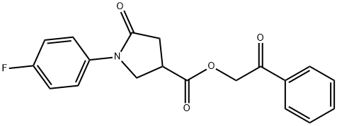 2-oxo-2-phenylethyl 1-(4-fluorophenyl)-5-oxo-3-pyrrolidinecarboxylate,332027-25-5,结构式