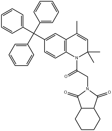 2-[2-oxo-2-(2,2,4-trimethyl-6-trityl-1(2H)-quinolinyl)ethyl]hexahydro-1H-isoindole-1,3(2H)-dione Structure