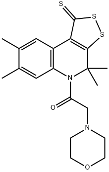 4,4,7,8-tetramethyl-5-(4-morpholinylacetyl)-4,5-dihydro-1H-[1,2]dithiolo[3,4-c]quinoline-1-thione Struktur