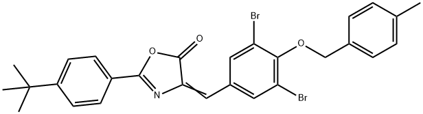 2-(4-tert-butylphenyl)-4-{3,5-dibromo-4-[(4-methylbenzyl)oxy]benzylidene}-1,3-oxazol-5(4H)-one|