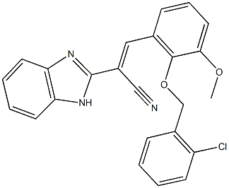 2-(1H-benzimidazol-2-yl)-3-{2-[(2-chlorobenzyl)oxy]-3-methoxyphenyl}acrylonitrile Struktur