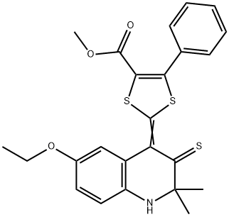 332074-18-7 methyl 2-(6-ethoxy-2,2-dimethyl-3-thioxo-2,3-dihydro-4(1H)-quinolinylidene)-5-phenyl-1,3-dithiole-4-carboxylate