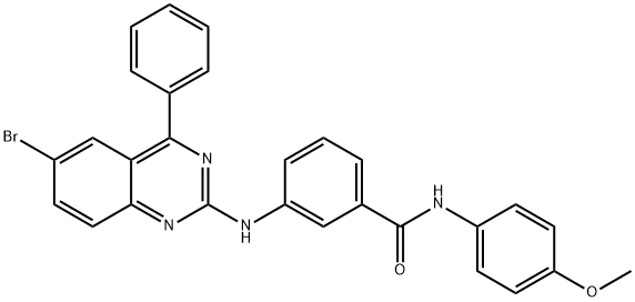 3-[(6-bromo-4-phenylquinazolin-2-yl)amino]-N-(4-methoxyphenyl)benzamide,332118-09-9,结构式