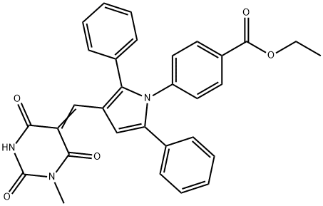 332165-03-4 ethyl 4-{3-[(1-methyl-2,4,6-trioxotetrahydro-5(2H)-pyrimidinylidene)methyl]-2,5-diphenyl-1H-pyrrol-1-yl}benzoate