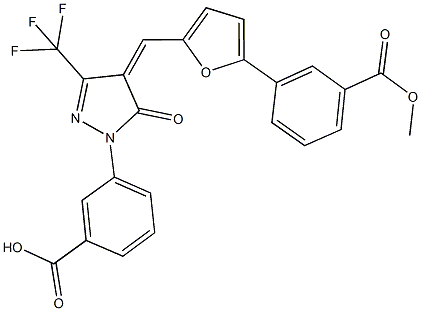 3-[4-({5-[3-(methoxycarbonyl)phenyl]-2-furyl}methylene)-5-oxo-3-(trifluoromethyl)-4,5-dihydro-1H-pyrazol-1-yl]benzoic acid Struktur