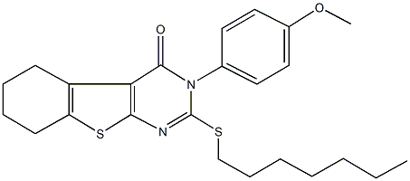 2-(heptylsulfanyl)-3-(4-methoxyphenyl)-5,6,7,8-tetrahydro[1]benzothieno[2,3-d]pyrimidin-4(3H)-one Structure