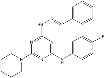 benzaldehyde [4-(4-fluoroanilino)-6-(1-piperidinyl)-1,3,5-triazin-2-yl]hydrazone Structure