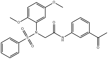 N-(3-acetylphenyl)-2-[2,5-dimethoxy(phenylsulfonyl)anilino]acetamide Struktur
