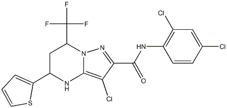 3-chloro-N-(2,4-dichlorophenyl)-5-(2-thienyl)-7-(trifluoromethyl)-4,5,6,7-tetrahydropyrazolo[1,5-a]pyrimidine-2-carboxamide Struktur
