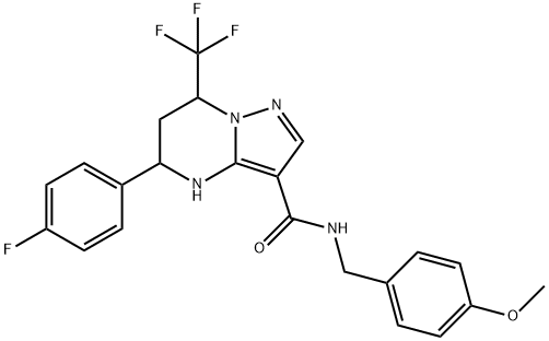 5-(4-fluorophenyl)-N-(4-methoxybenzyl)-7-(trifluoromethyl)-4,5,6,7-tetrahydropyrazolo[1,5-a]pyrimidine-3-carboxamide Structure