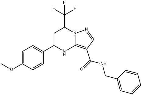 N-benzyl-5-(4-methoxyphenyl)-7-(trifluoromethyl)-4,5,6,7-tetrahydropyrazolo[1,5-a]pyrimidine-3-carboxamide Struktur