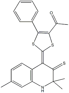 1-[5-phenyl-2-(2,2,7-trimethyl-3-thioxo-2,3-dihydro-4(1H)-quinolinylidene)-1,3-dithiol-4-yl]ethanone Struktur