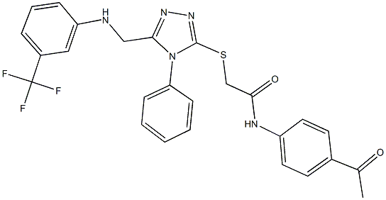 N-(4-acetylphenyl)-2-[(4-phenyl-5-{[3-(trifluoromethyl)anilino]methyl}-4H-1,2,4-triazol-3-yl)sulfanyl]acetamide Structure
